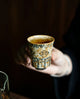 Hand-Painted Gold-Rimmed Blue & White Flint Red Master Cup | Large Capacity Ceramic Tea Cup 手绘描金青花火石红大容量主人杯