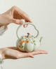 Hand-Painted Persimmon Pumpkin Lifting Teapot Set | Wood-Ash Glaze 3-Piece Ceramic Tea Ritual 草木灰纯手绘柿子南瓜提梁壶 三件套