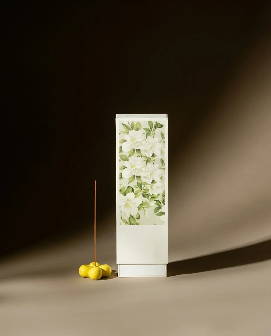 Midsummer Gardenia: Botanical incense tube and floral holder