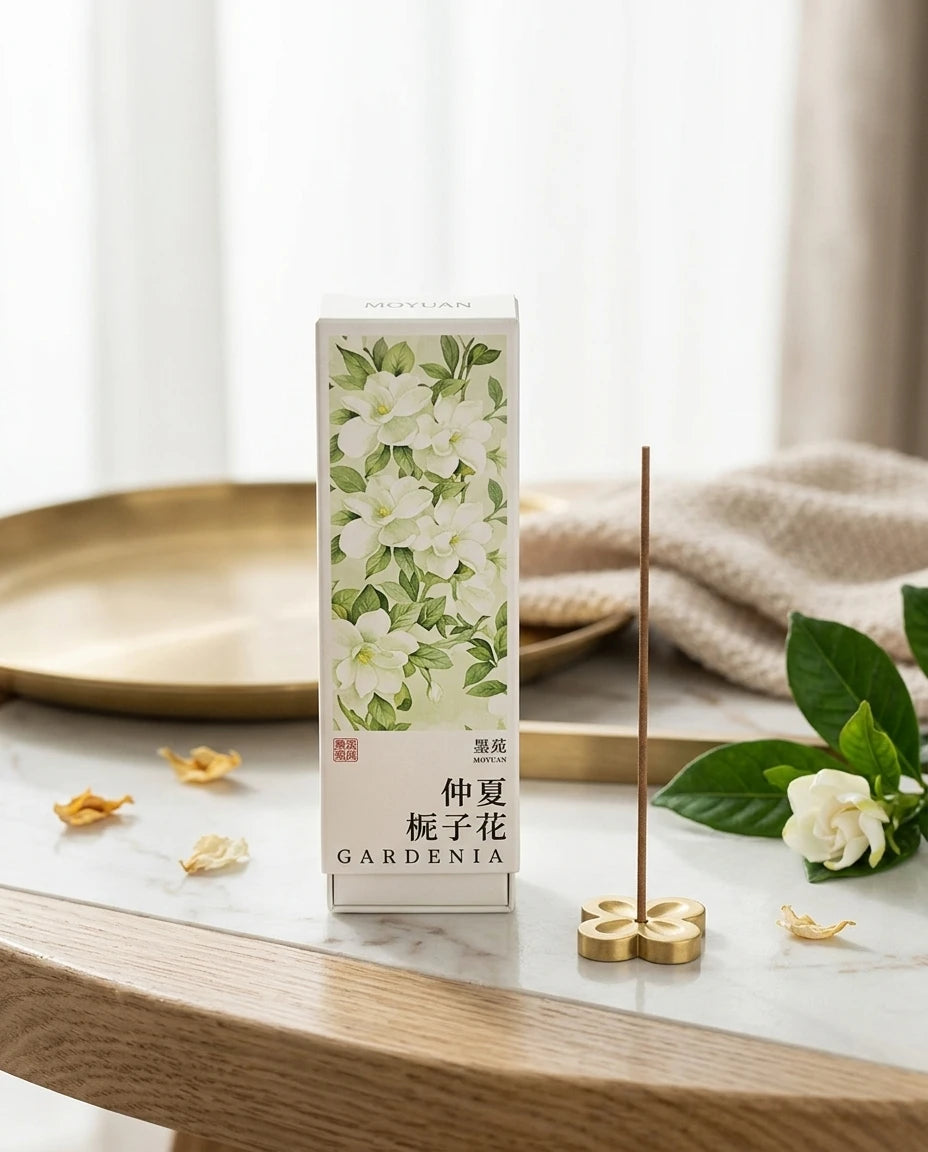 Midsummer Gardenia: Incense ritual set in a serene tea table setting